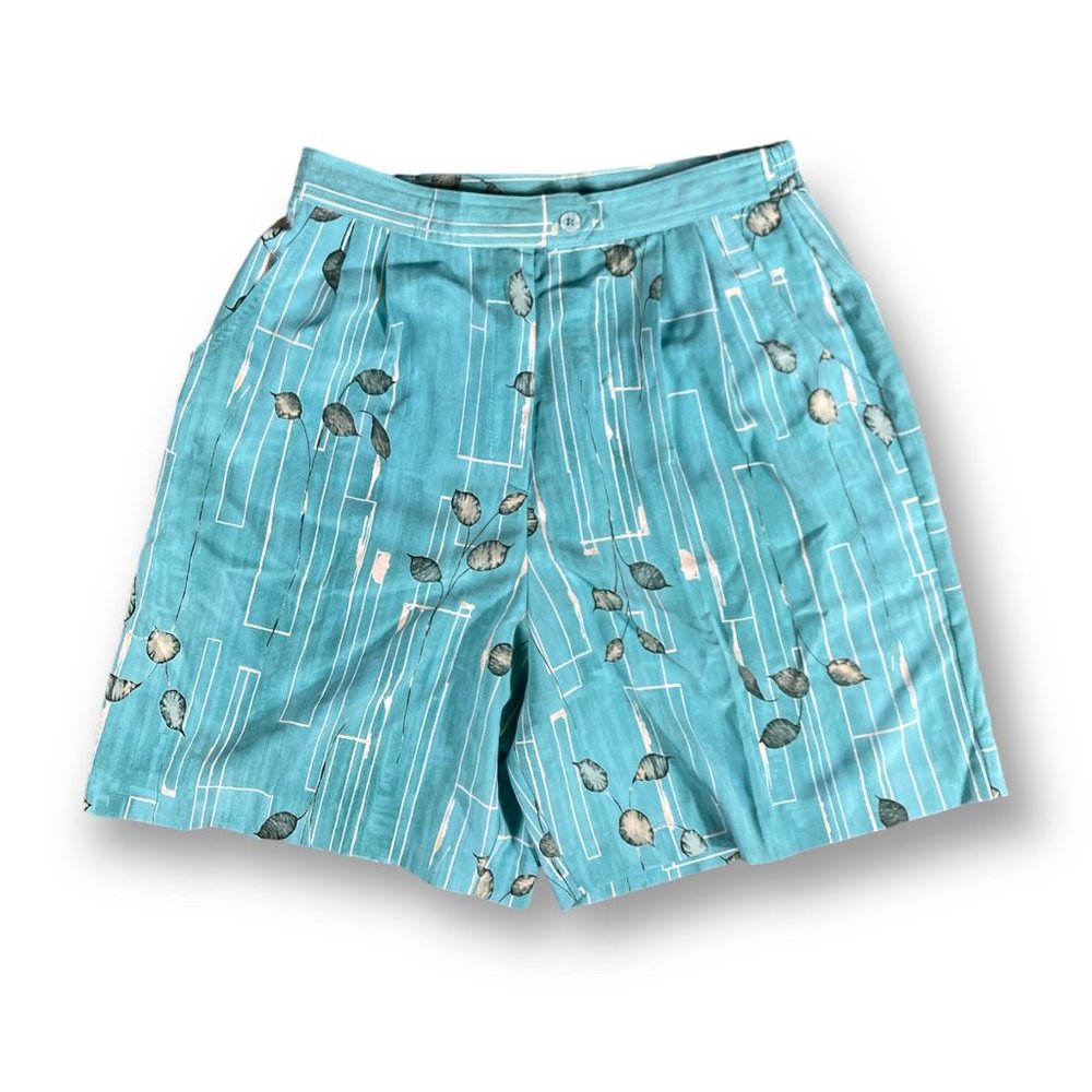 Lily's of Beverly Hills shorts Womens 14 Teal Green Leaf Design tropical